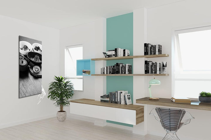 lecker angerichtetes Sushi Panorama 120x60 cm Effekt: Schwarz/Weiss als Leinwandbild, Motiv fertig g