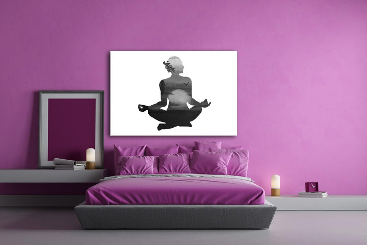 deyoli Sonnenstrahlen Meditation Format: 80x60 Effekt: Schwarz/Weiss als Leinwand, Motiv fertig gera