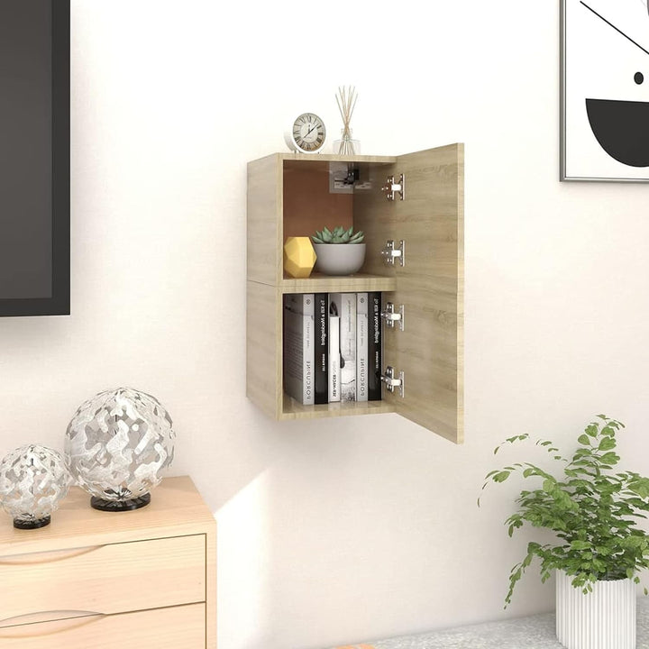 Tidyard 2 STK. Wandschrank Hängeschrank Aufbewahrung Oberschrank Aktenschrank Spanplatte Sonoma-Eich