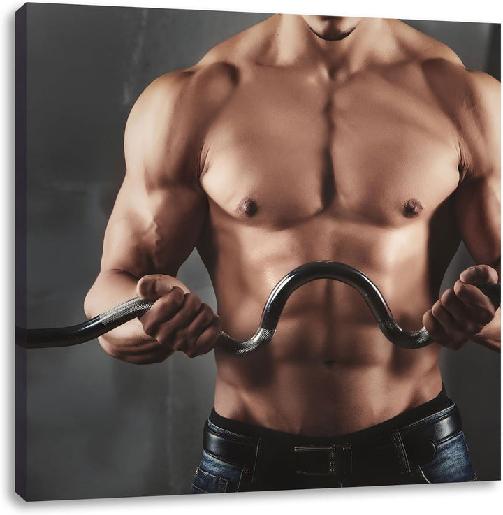 Pixxprint Bodybuilding, Format: 70x70 auf Leinwand, XXL riesige Bilder fertig gerahmt mit Keilrahmen