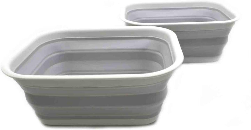 SAMMART 15L Set of 2 Collapsible Tub (Grau/Grau, 2) Grau/Grau 2, Grau/Grau 2