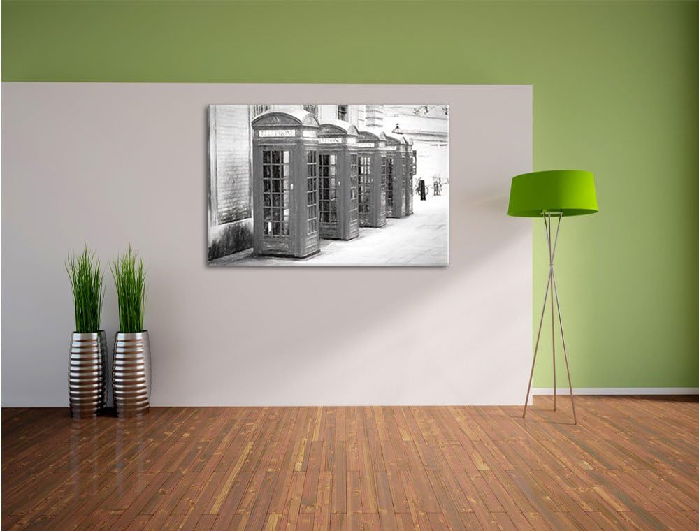 Pixxprint rote Londoner Telefonzellen Kunst als Leinwandbild/Grösse: 100x70 cm/Wandbild/Kunstdruck/f