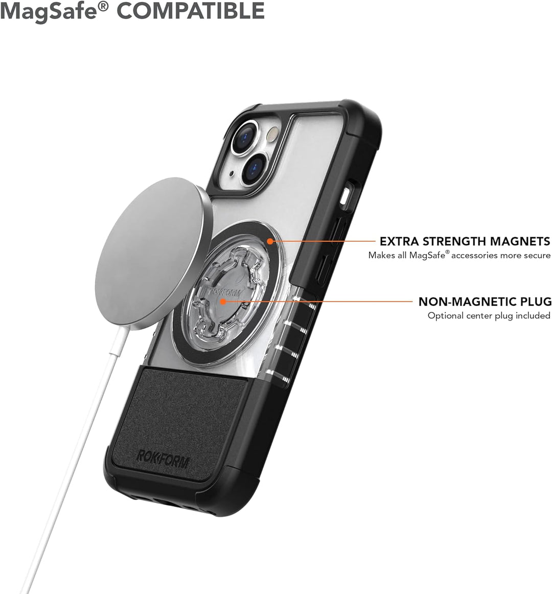 Rokform - iPhone 14 Hülle, Crystal Series, magnetisch + MagSafe kompatibel, klare Apple Hülle, iPhon