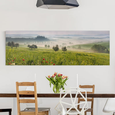 Bilderwelten Leinwandbild - Toskana Frühling - Panorama Quer, 30cm x 90cm, 30cm x 90cm