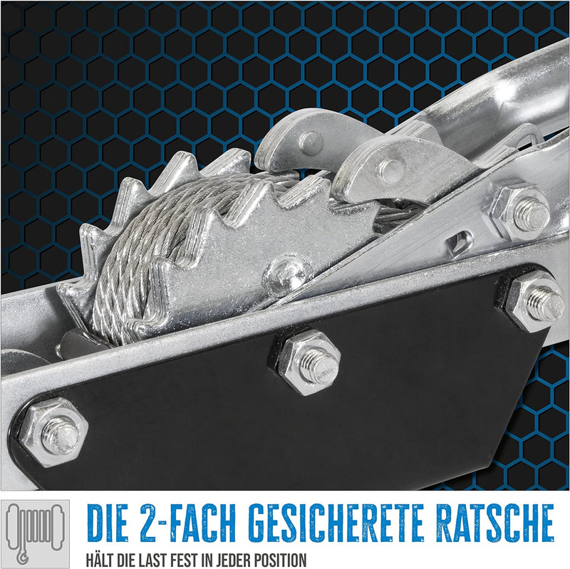 Güde 38351 Handhebelseilzug HS 4000 (Stabile, verzinkte Stahlkonstruktion, 2-fach gesicherte Ratsche