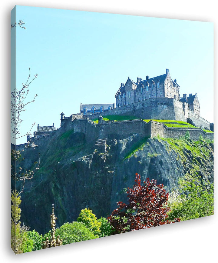 deyoli Burg in Edinburgh Schottland Format: 70x70 als Leinwandbild, Motiv fertig gerahmt auf Echthol