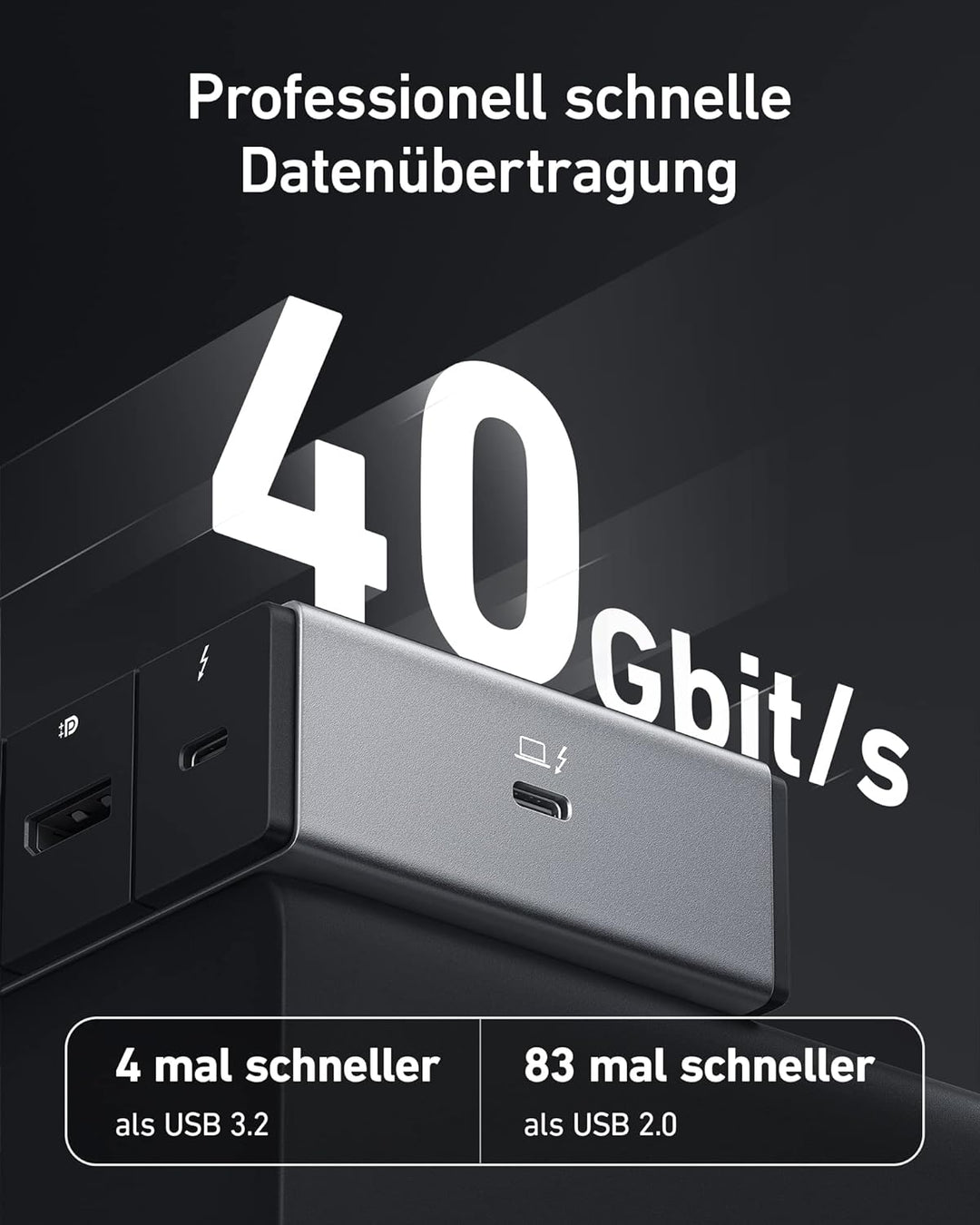 Anker 778 Thunderbolt Dockingstation (12-in-1, Thunderbolt 4), 40 Gbps mit Max 100W Aufladung für La