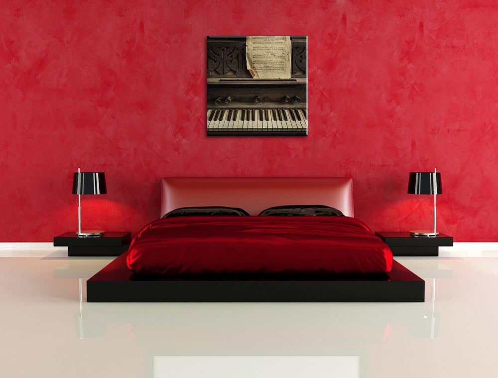 Pixxprint Klavier mit Notenblatt als Leinwandbild Quadratisch/Grösse: 70x70 / Wandbild/Kunstdruck/fe