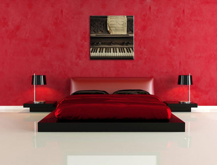 Pixxprint Klavier mit Notenblatt als Leinwandbild Quadratisch/Grösse: 70x70 / Wandbild/Kunstdruck/fe