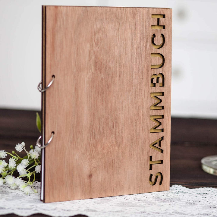 Hochzeitideal Stammbuch der Familie Familienstammbuch Holzcover inkl. Lasergravur (Serie Linea)