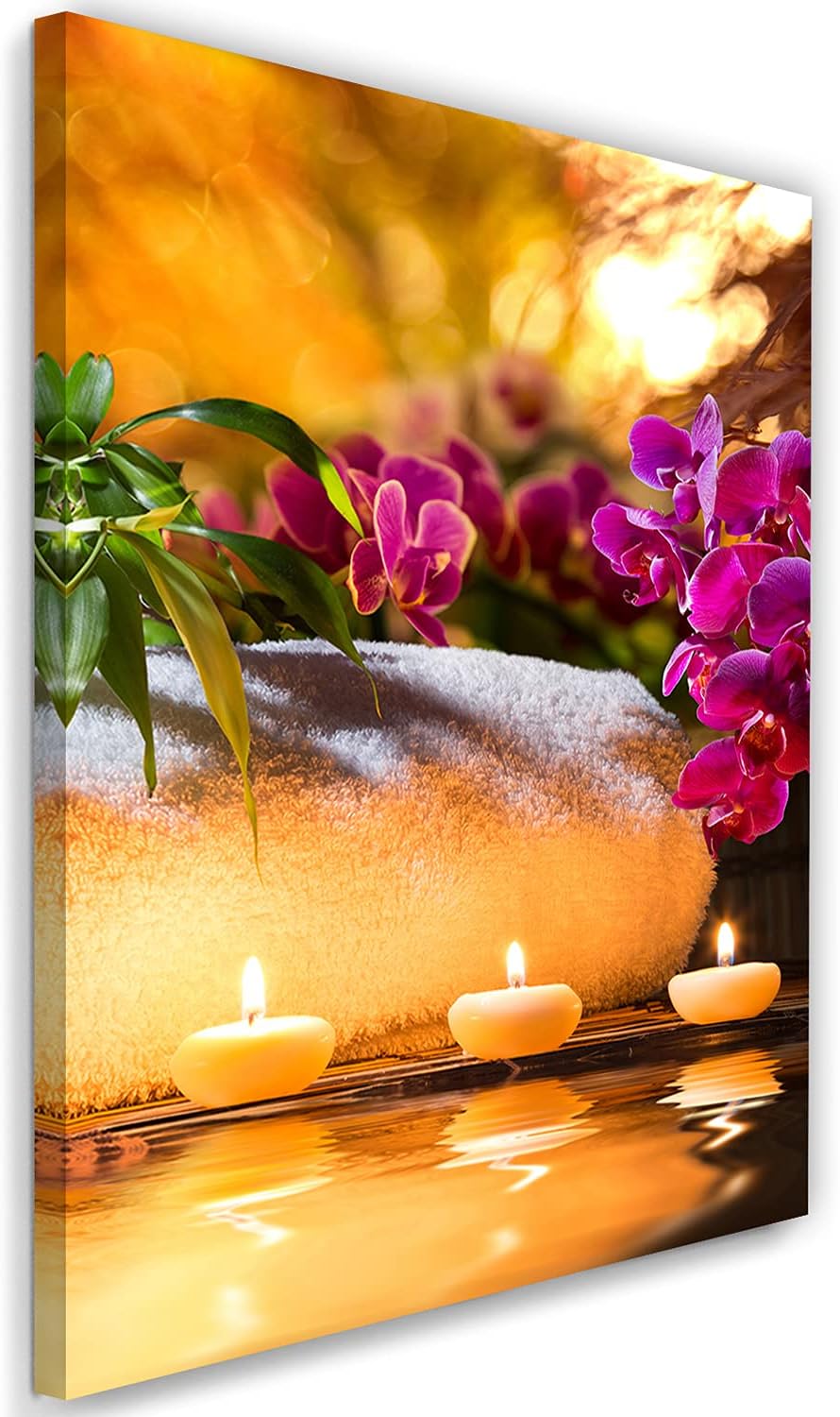 Feeby Vlies Leinwandbild Spa Wellness Zen Orchidee 60x90 cm Druckbild Wandbild Wanddekoration Deko W