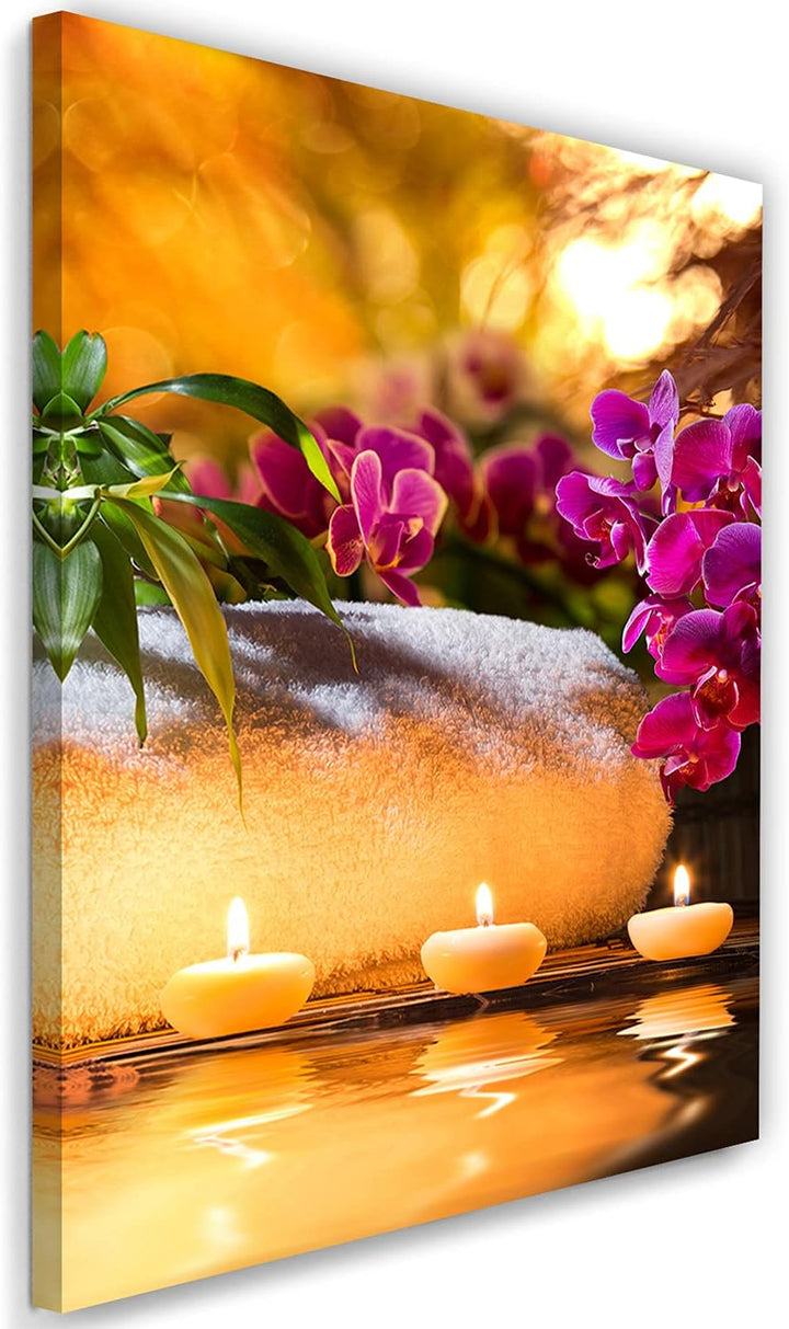 Feeby Vlies Leinwandbild Spa Wellness Zen Orchidee 60x90 cm Druckbild Wandbild Wanddekoration Deko W