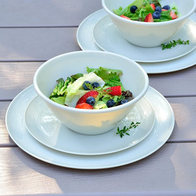 Youngever 18er Set Geschirr aus Kunststoff, Platten (20CM & 25CM), Schalen (1000ML), Dienst für 6 (C