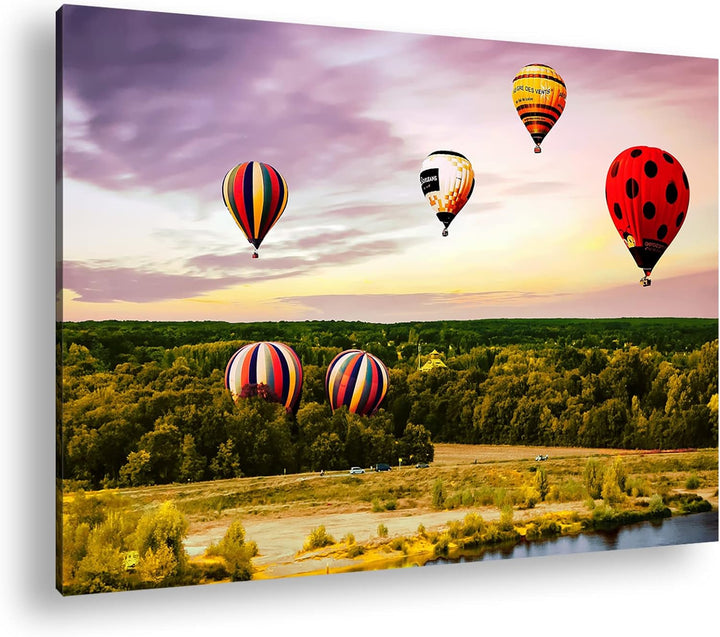 deyoli Fahrt mit einem Heissluftballon Format: 80x60 als Leinwandbild, Motiv fertig gerahmt auf Echt