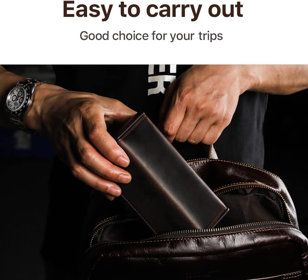 Hiram Uhrenetui aus echtem Leder, sechseckig, für 2 Uhren 1154-Kaffee, 1154-Kaffee