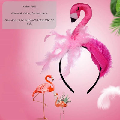 Amosfun 3 Stück Flamingo-Stirnband Flamingo-Kopfschmuck für Hawaii-Karneval Tropisches Party-Haar-Ac