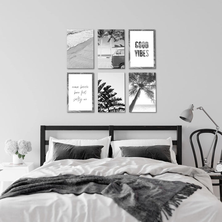 Novart Wandbilder Set - KOMPLETT AUFHÄNGFERTIG - Made in Germany - Moderne Bilder Strand Wohnzimmer