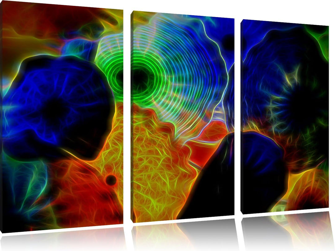 bunte Quallen NewArt 3-Teiler Leinwandbild 120x80 Bild auf Leinwand, XXL riesige Bilder fertig gerah