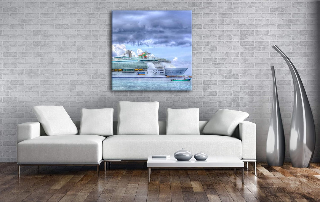 deyoli malerisches Kreuzfahrtschiff Format: 70x70 als Leinwandbild, Motiv fertig gerahmt auf Echthol