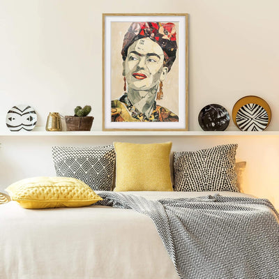 Bild mit Rahmen - Frida Kahlo - Collage No.2 - Rahmenfarbe Eiche, 40 x 30 cm 40cm x 30cm Eiche, 40cm