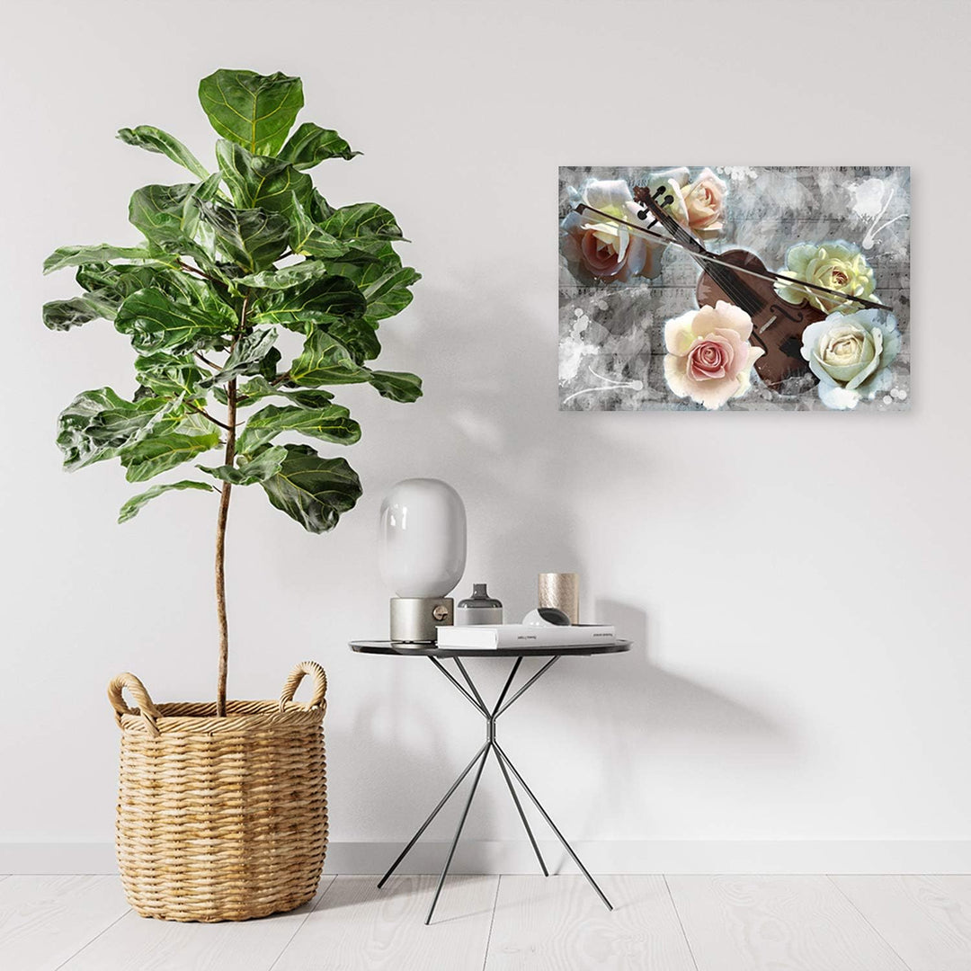 Feeby Bild auf Leinwand Rosen Kunstdruck modern Natur Beige 80x60 cm Leinwandbild 80x60 cm Beige_A,