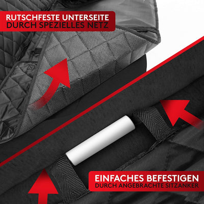 WhizProducts® Hundedecke für Auto Rückbank (mit Zusatz-Decke, Tasche & Sicherheitsgurt) – Wasserabwe