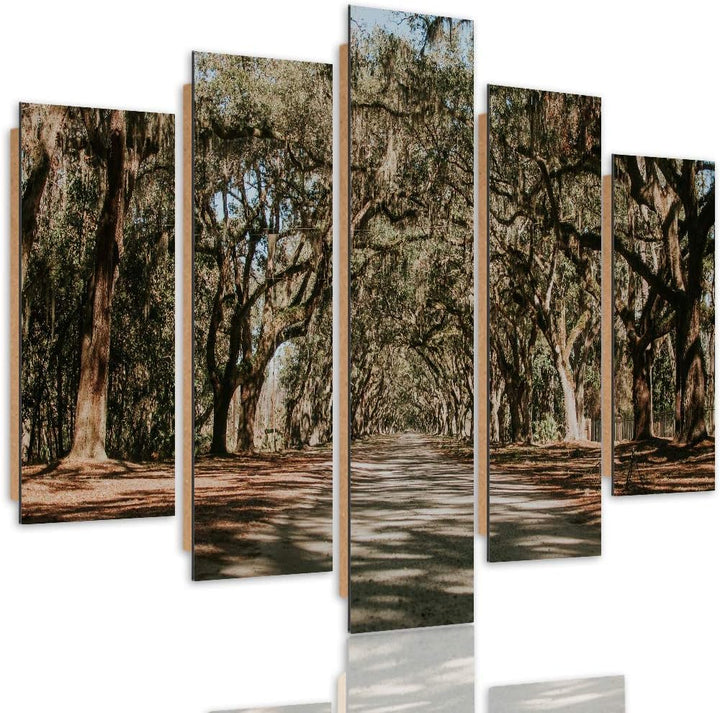 Bilder 5 Teilig Landschaft Deco Panel Kunst Natur Bäume Weg Allee bunt 100x70 cm Deco panel 100x70 c