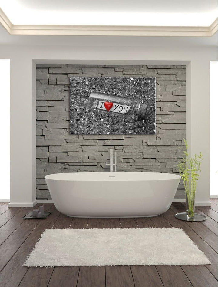 Pixxprint romantische Flaschenpost auf Leinwand, XXL riesige Bilder fertig gerahmt mit Keilrahmen, K