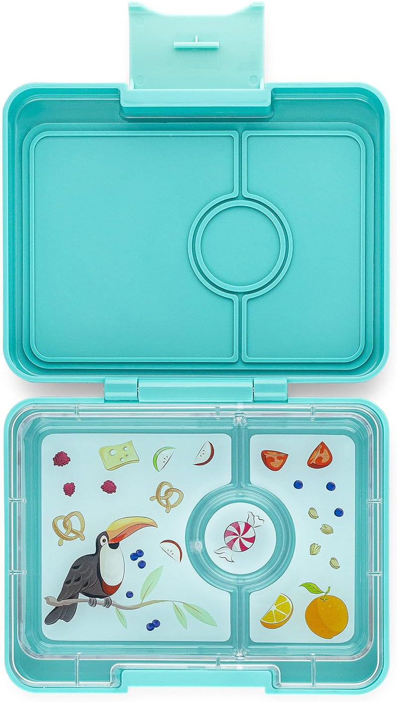 yumbox Snack S Lunchbox (Misty Aqua) - kleine Brotdose mit 3 Fächern | Kinder Bento Box für Kinderga