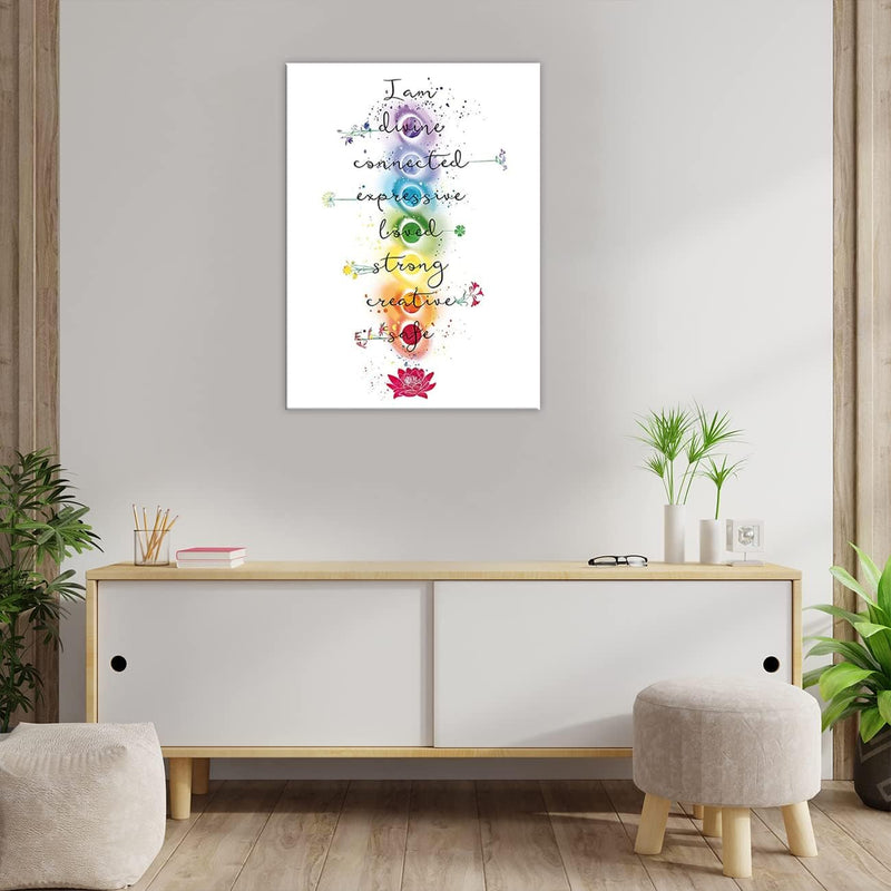 ZHONGYUTONG 7 Chakra Zitate auf Leinwand Kunstdruck Yoga Zen Wandposter Lotus Blume Gemälde Spiritue