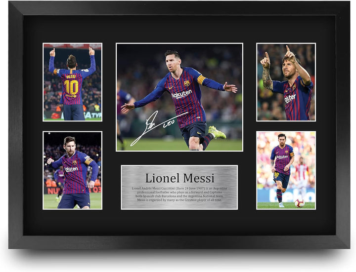 HWC Trading Lionel Messi A3 Gerahmte Signiert Gedruckt Autogramme Bild Druck-Fotoanzeige Geschenk Fü