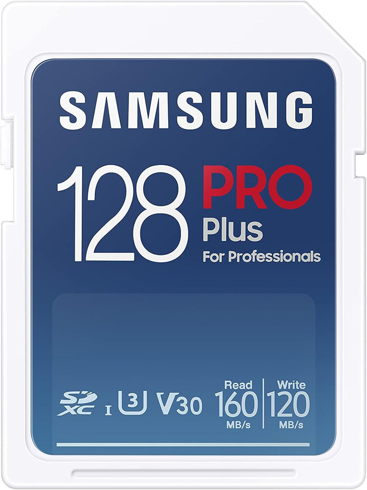 Samsung PRO Plus SD-Karte, 128 GB, UHS-I U3, Full HD & 4K UHD, 160 MB/s Lesen, 120 MB/s Schreiben, S