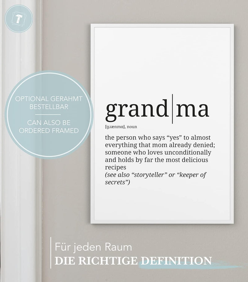 Papierschmiede® Definition Grandma, A1 Poster für Wohnzimmer, Schlafzimmer, Küche, Esszimmer, Wandbi