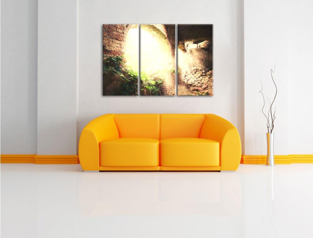 Pixxprint alte Ruine als Leinwandbild/Grösse: 3 Teilig (120x80) cm/Wandbild/Kunstdruck/fertig bespan