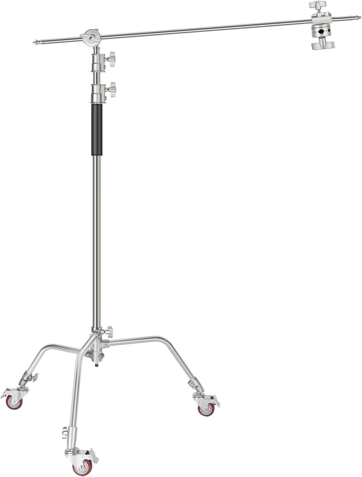 NEEWER Pro 100% Metall C Ständer Lichtständer mit Rädern, max. Höhe 330 cm Verstellbarer Reflektorst