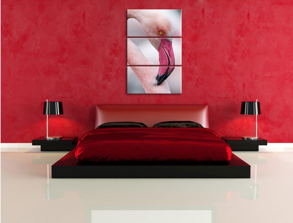 Pixxprint prächtiger Flamingo als Leinwandbild/Grösse: 3 Teilig (120x80) cm/Wandbild/Kunstdruck/fert
