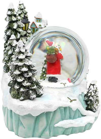 Dekohelden24 XXL Schneekugel Santa und bewegte, Farbwechsel, Glitterwirbel und Sound, L/B/H/Ø Kugel