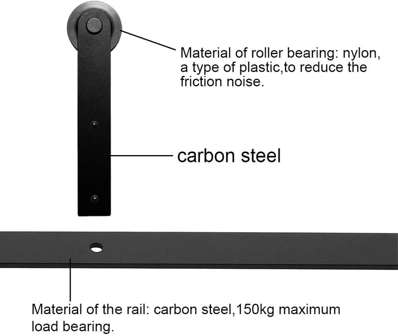 9FT/274 cm Schiebetür Kit Barn Door Hardware Schiebetuerbeschlag Set Hängeschiene Schiebetürsystem f