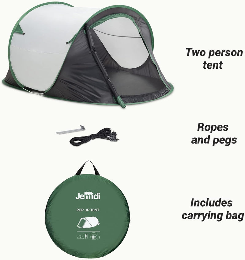 JEMIDI Pop Up Wurfzelt 2 Personen - Zelt 220x120x95cm - 2 Mann Campingzelt Trekkingzelt Strandzelt -