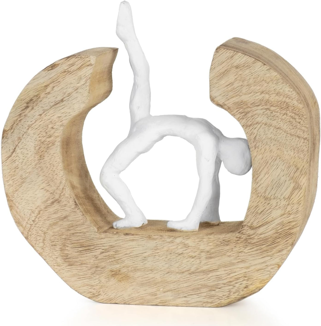 Moritz Skulptur I Yoga das Rad I 20,5 x 7 x 20,5 cm I Holzdeko I Skulpturen Deko I Modern I Wohnzimm