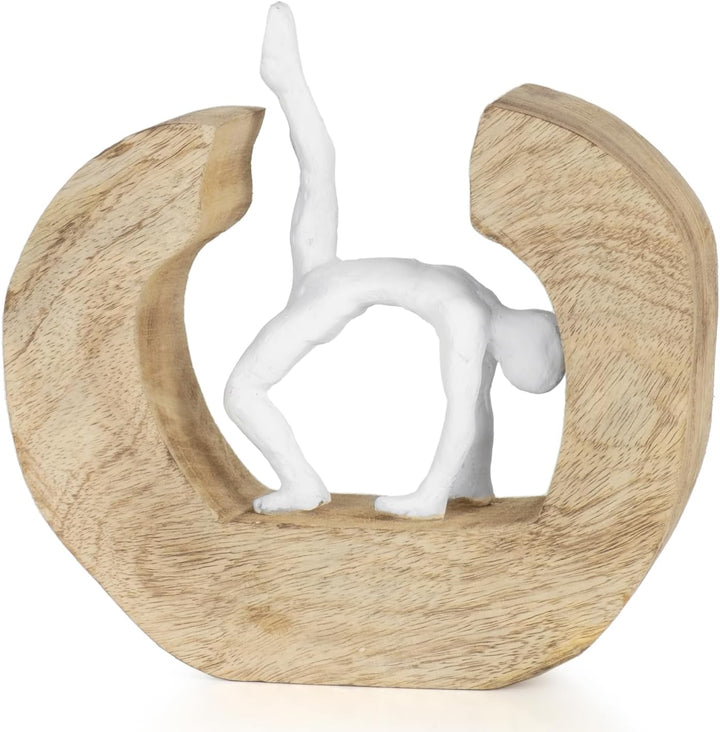 Moritz Skulptur I Yoga das Rad I 20,5 x 7 x 20,5 cm I Holzdeko I Skulpturen Deko I Modern I Wohnzimm