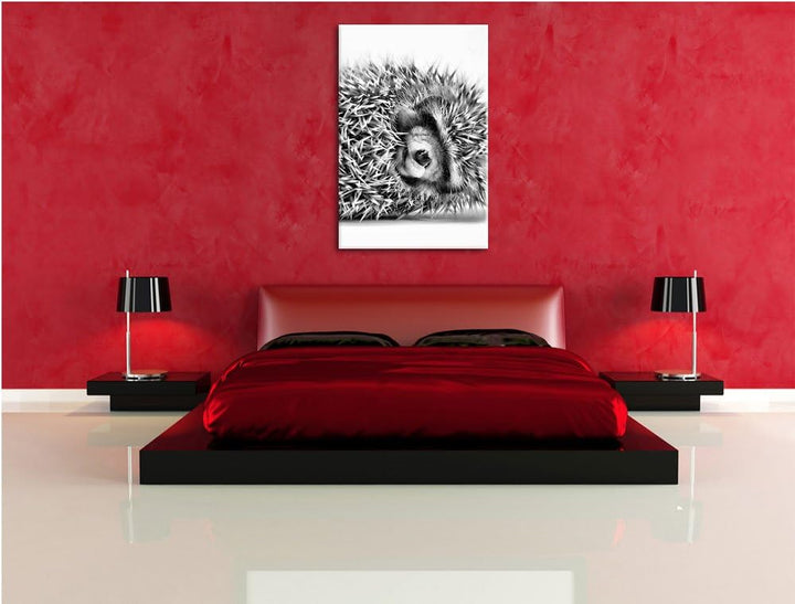 Pixxprint kleines niedliches Igel Baby als Leinwandbild/Grösse: 100x70 cm/Wandbild/Kunstdruck/fertig