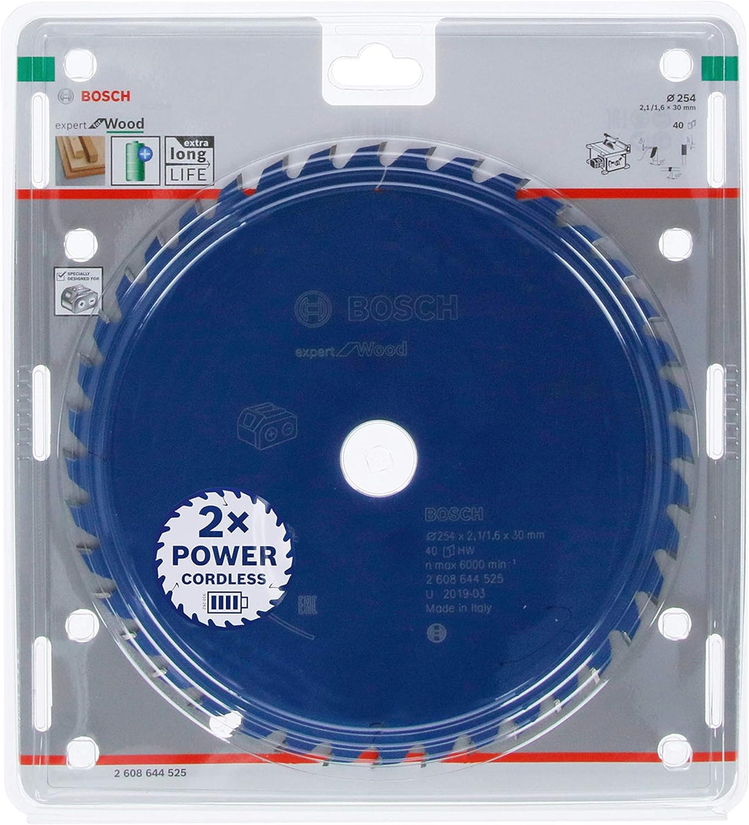 Bosch Professional 1x Kreissägeblatt Expert for Wood (Holz, Sägeblatt Ø 254 x 30 x 2,1 mm, 40 Zähne,