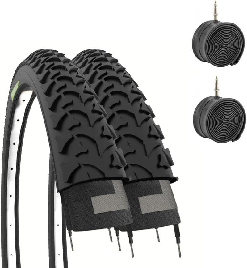 Ecovelò Unisex Kinder 2 Reifen 20 x 1.95 (50-406) + Kammern, Schwarz