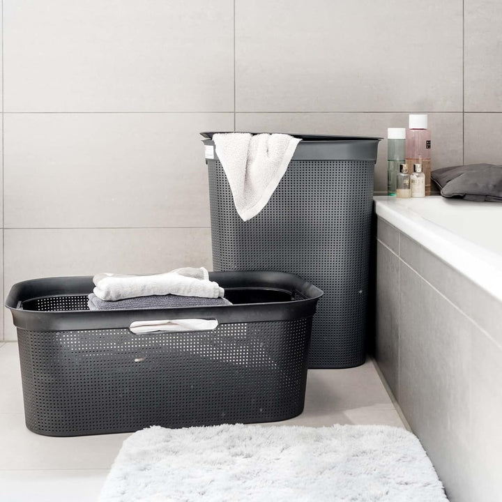Rotho Brisen Wäscheset 2tlg. 50l, 41l, Kunststoff (PP) BPA-frei, anthrazit, 50l, 41l, Anthrazit