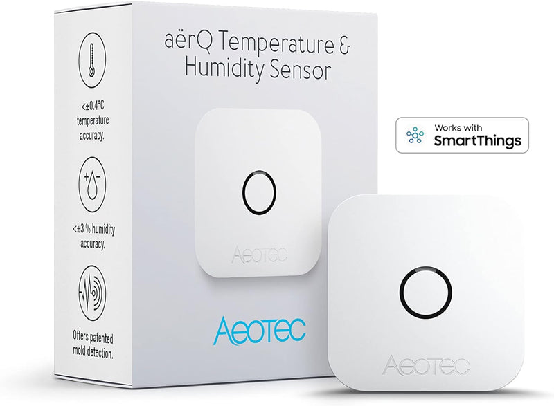 AEOTEC aërQ Temperatur- und Luftfeuchtigkeitssensor, Z-Wave, SmartThings, ZWA039, Weiss