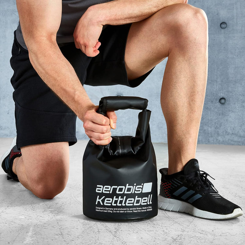 aerobis® Fitness Kettlebell | verstellbare Kugelhantel 1-25kg | variabel befüllbar mit Sand oder Sta