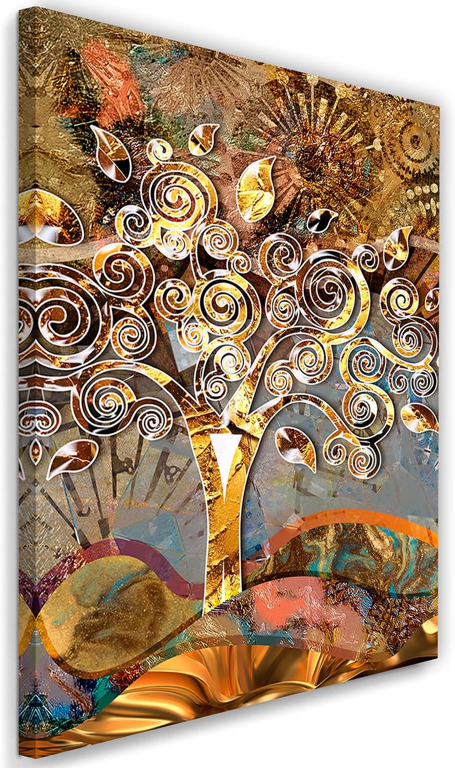 Feeby Bilder Gustav Klimt Baum des Lebens XXL 60x90 cm 1 Teilig Modern Wohnzimmer Schlafzimmer Flur