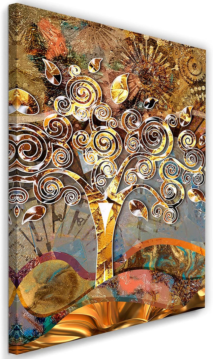 Feeby Bilder Gustav Klimt Baum des Lebens XXL 60x90 cm 1 Teilig Modern Wohnzimmer Schlafzimmer Flur