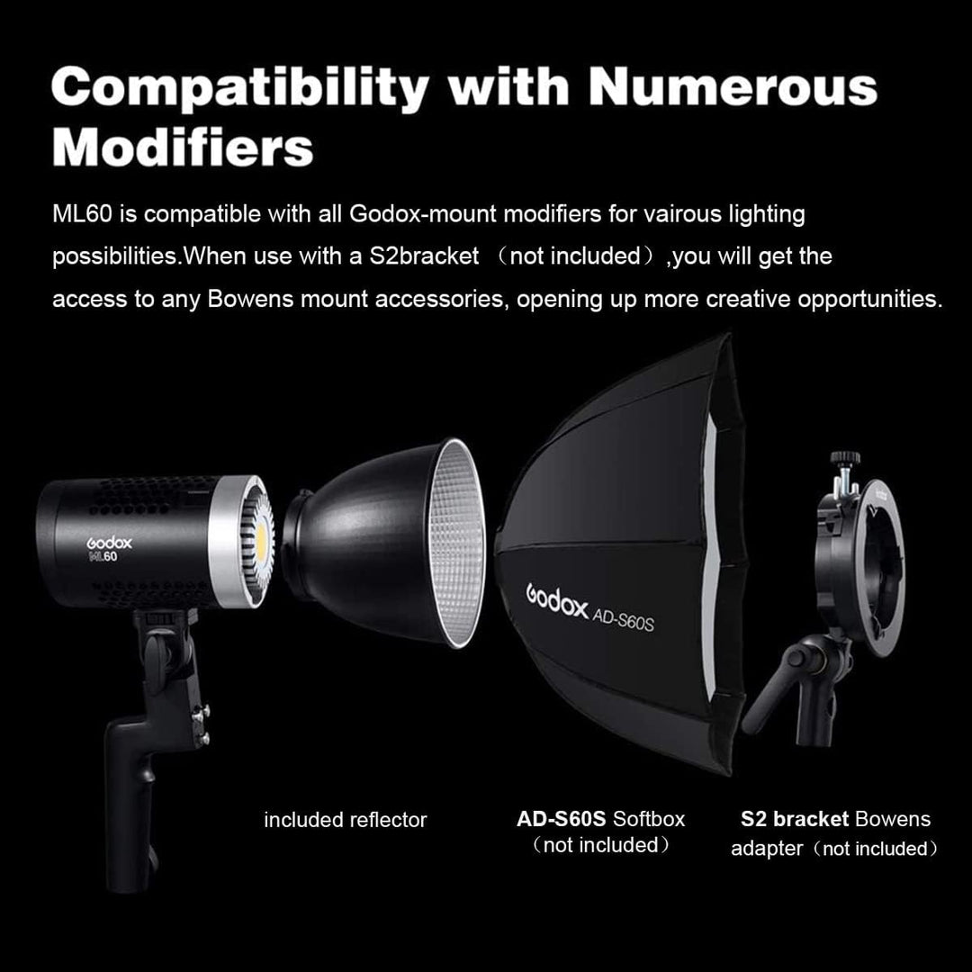 Godox Tragbares LED-Videolicht, 8 Lichteffekte, Leiser Lüftermodus, 0%-100% Helligkeitsanpassung für